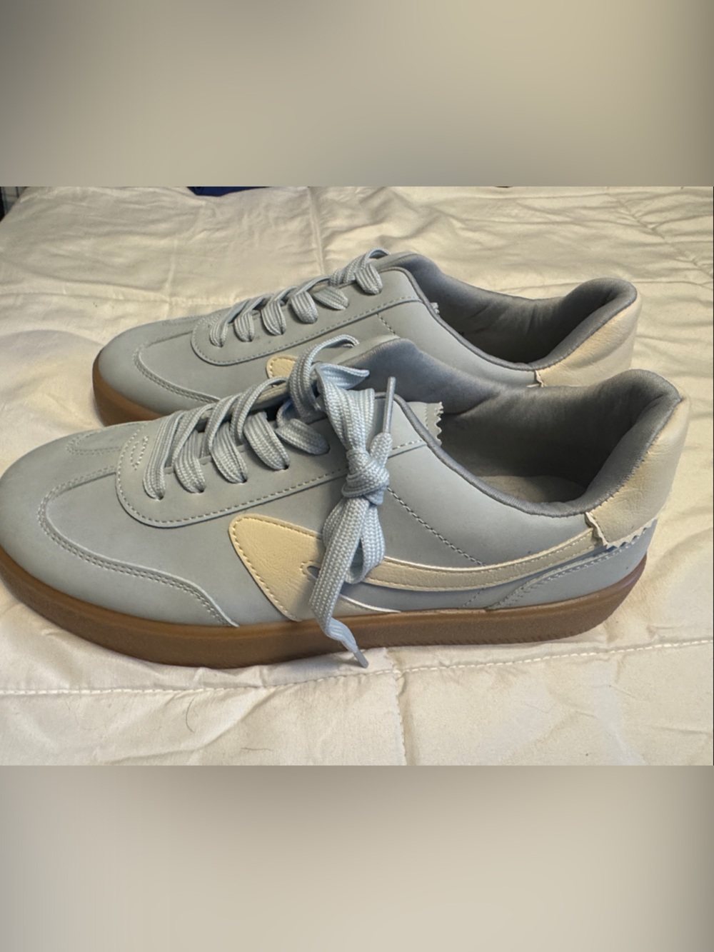 Dolce Vita Light Blue and Cream Platform Sneakers